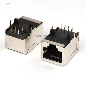 SUNTOP RJ45 connector network plug 54-8P8C 8cores 8P8C female RJ45 connector for PCB with shield