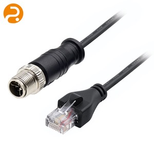 M12 Female to RJ45 Male Industrial Network Cable Aluminum Conductor Waterproof Shielded Harness for Automation Sensor Camera