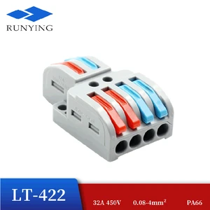 2 in 4 Out Lever Wire Splitter Mini Fast Wire Connectors Universal Compact Wiring Connection Lighting Push-in Conductor