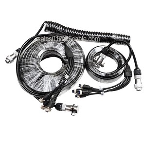 7 Cores Automotive Truck Trailer Video Cable with 4 PIN Aviation Connector Cable for 4channels Cameras and Splitter Monitor