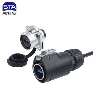 M24 Industrial USB 3.0 Data Cable Connector Waterproof Panel Mount USB Connector Data Transfer Charging Aerospace Power