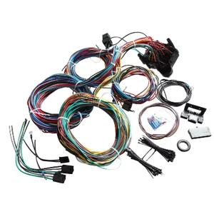 Universal 21 Circuit Auto Wire Harness Kit 17 Fuse Panel PTFE Wires for Classic Muscle Pickup Truck Chevy Ford Mopar Hotrod