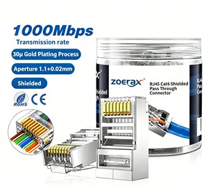 ZOERAX S21 1set=100pcs Shielded RJ45 Modular Plugs for Solid or Stranded FTP/STP Ethernet Cable RJ45 Cat6 Pass Through Connector