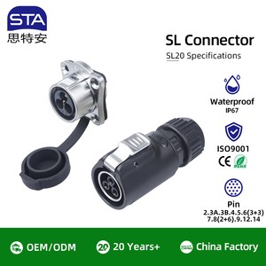 LP20 IP67 Waterproof Cable Connector 2-14 Core Male Female Plug Wiring Harness For Outdoor Assembly LED Power Supply