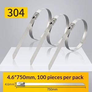 4.6x750mm 304L Stainless Steel Cable Ties Heavy Duty Metal Zip Ties for Petroleum Energy Industry
