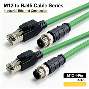 Shielded M12D Coding RJ45 PVC Ethernet Connector Harness-4-Core Male Aviation Plug IP67 Used in Industrial Machinery Durable
