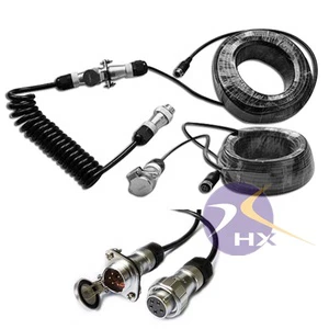 Suzi Tractor 5-7 Way Connector 4P Aviation Backup Camera Coiled Spiral Cable PVC Truck Trailer Electric Power Video Wire Harness