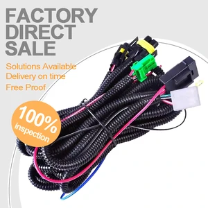 Automotive 9006 LED Light Bar Wiring Harness with DRL Fog Lights Relay Fuse Switch Assembly Kit Rubber Insulated Cable for Cars
