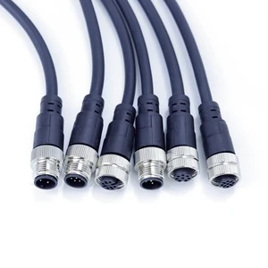 M12 IP67 Waterproof Shielded Harness, 12V/24V Male Female Cable for Outdoor LED & Machinery