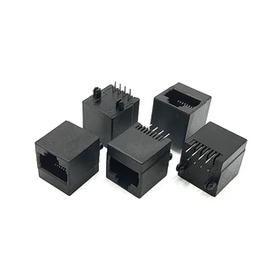 RJ45 Connector 8P8C 1*1 Port Male/Female Gold Plated PCB Plastic+Copper Shell Black