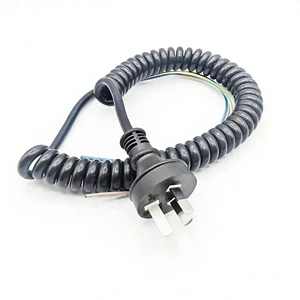 Custom 3 Core SAA AU PU Spring Cord Retractable Spiral Power Cable