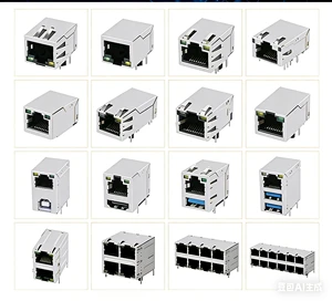GLGNET Factory Price Rj 45 Female Connector High Speed rj45 Ethernet Connector Jack LAN Network 4 Ports RJ45 Connector