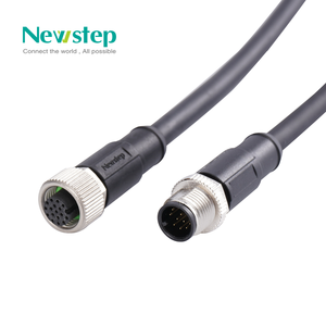 M12 12P Connector Cable Male to Female Straight Circular Connector Molding a Code Industrial Molded Cable Unshielded PVC Cable