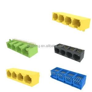 8P8C 1X4 Yellow Horizontal Type Pin FU RJ45 Modular Connector 8 Pin Network Ethernet Connector LCP/C2680 Material