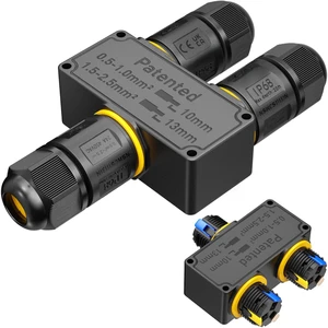 IP68 3-Way Quick Connect Waterproof Cable Connector Y-Shaped Push Wire 4mm-11mm Cable Copper and PC Housing