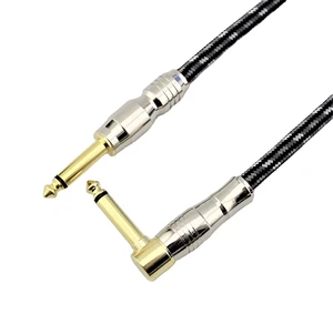 Low Noise 6.35mm Straight Angle Guitar Cable Nickel Plated Connectors Bare Copper + PVC 10ft/20ft Length