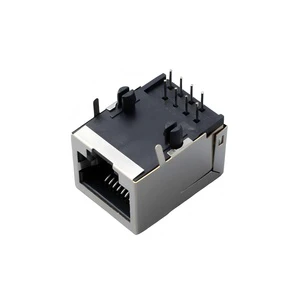 Shielded RJ45 Connector Horizontal Ethernet Jack 21mm Height 8P8C Front & Rear Feet Network Socket