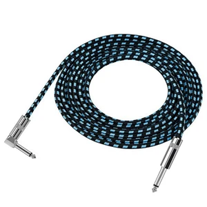 Braided Copper Conductor L-Plug Guitar Audio Cable with Noise Reduction 6.35mm Connector for Professional Audio Use