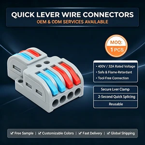 SPL Quick Wiring Cable Connector Butt Terminal Connectors CE Listed Compliant 2 in 4 Out Lever Nut Wire Connectors