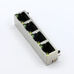 RJ45 Female Ethernet Magnetic Shielded Gold Plated 8-Port RJ45 Connector Jack