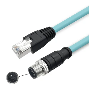 M12 RJ45 Male/ Female Connector Adapter CAT7 Industry M12 a X D Code to RJ45 Cable 4 Pin 8 Pin Cable M12 to RJ45