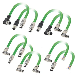 Connector Supplier Connector M12 4 Pin D Code Right Angle Male to Metal RJ45 1m Plug Connector M12 Waterproof Cable