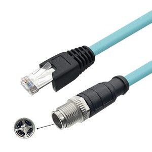 IP67 Industrial Ethernet Cable M12 8pin X Coded to RJ45 Male 10 Gigabit Network Cable Industrial Camera Sensor Cable