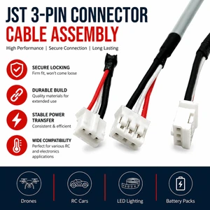 JST 3 Pin Connector Plug Cable 22AWG Wire Harness Male Female For LED Strip RC Car UAV Battery Pack