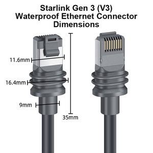 Starlink Gen 3 Cable, IP67 Waterproof Ethernet Extension Cord, Pure Copper 1200Mbps SFTP Accessories For Satellite Internet