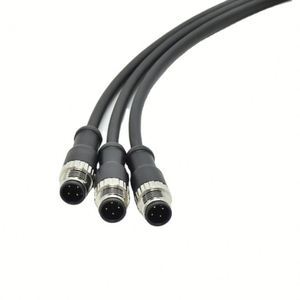 Customized Wire Connectors 2 3 5 Pin Male Straight Plug Cable Connector Waterproof M12 4 Pin Connector