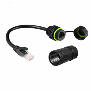 RJ45 waterproof network port with shielded signal aviation plug connector RJ45 network communication socket with network cable