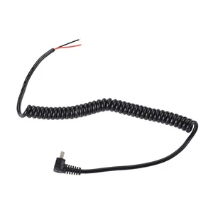 2464 20Awg High Spring Spiral Coiled Right Angle Male Connector Dc Power Cable Assembly 2 Core Cable Electric Wire