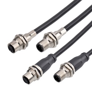 GSEE GSEE-M12 Overmolded Plug M12 Male Socket Shielded IP67 Automotive Wiring Harness 1.5A 1M/2M/5M Cable Length Brass Contact