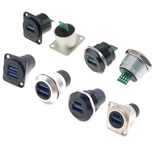 Industrial Shielded Connector Module, RJ45 USB D-Sub Combo, Panel Mount 8/10 Pin