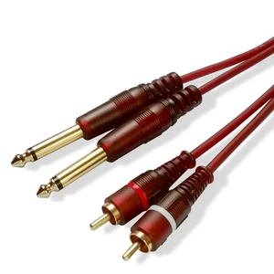 Dual 6.35mm to Dual RCA Audio Cable for Guitar Amplifier Mixer-PVC Jacket Professional Use Microphone Compatible