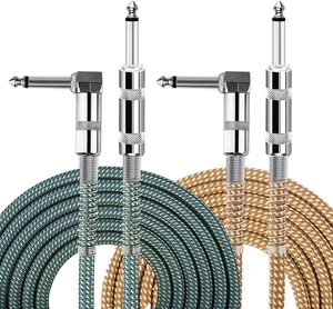 Factory OEM High Quality Color Straight to Angle Instrument Guitar Cable 1/4 Jack TS to 6.35mm Mono Cable for Guitar Bass Piano