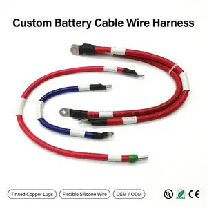 Custom Copper Core EV Battery Cable Assembly Silica Gel Insulated 380V Rated High Current Power Wiring Harness For Lithium