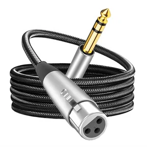 6.35mm TRS Stereo Male to 3Pin XLR Female Twisted Pair Coaxial Braided Cable Mic Microphone Audio Guitar Speaker Jack Cord
