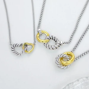 Original Twisted Rope Spiral Cable Necklace Light Luxury High Stacked Gold and Silver Double Manufacturer Wholesale