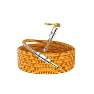 Wholesale Customized 6.35mm Nylon Guitar Audio Cable Electric Instrument Cable for Bass with Custom Logo Connector Type