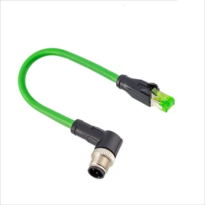 1M M12 to RJ45 Cat6 Shielded Cable IP68 Rated A/X/D Code Connector 4-Pin 8-Pin Harness for Harsh Environment Industrial Ethernet