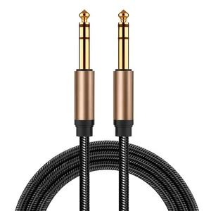 Custom Stereo 6.35 MM 6.35MM Male to 6.35 MM 6.35MM Male Braided Aux Audio Stereo Guitar Cable