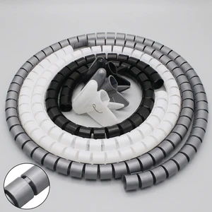 Flexible PE Spiral Wire Wrap Cable Management Sleeve Protects Cords Desk Organization Home Cinema Audio Setup Resists Pet