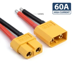 XT60 Connector with 12AWG Silicone Wire Harness, Gold-Plated 30A High Current Male Female Plug for RC Lipo Battery & Drone