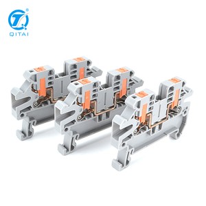 QPTV-2.5 2.5mm² Factory Stock Grey Blue Universal Panel Mounted Side Feed Through Wire Din Rail Terminal Block Connectors