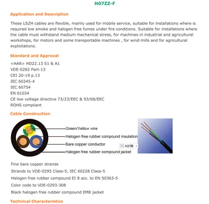 TUV CE VDE for H07ZZ-F LSZH Solid Low-Smoke Halogen-Free Bare Copper Cable IP65 Rated for Outdoor Use in Decoration Construction