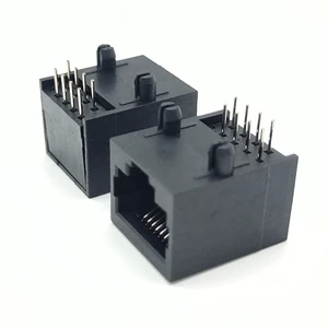 RealRun RJ45 Network Port Female Jack Connector 10P8C All Plastic Gold Flash Plating Straight Mounting Black