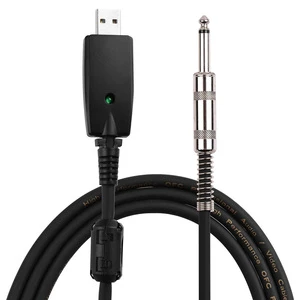 USB Guitar Audio Cable Mono Electric Guitar Cable USB Interface to 6.35mm Audio Plug Compatible with Windows PCs