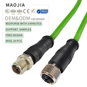 10Gbps M12 X-Code 8 Pin Cable Double Shielded Cat6A Ethernet Waterproof IP67 High Flex PVC or PUR Wire Harness for Industrial