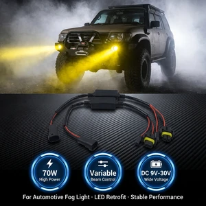 Universal 70W Automotive Variable Beam Fog Lamp Wiring Harness Kit DC 9-30V with 20AWG Pure Copper Cable for LED Auxiliary Light